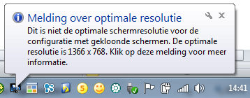 Twee monitoren met een verschillende resolutie leidt tot een foutmelding.