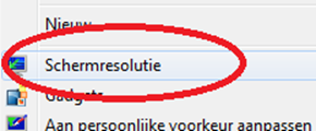 Kies in het afrolmenu voor schermresolutie.