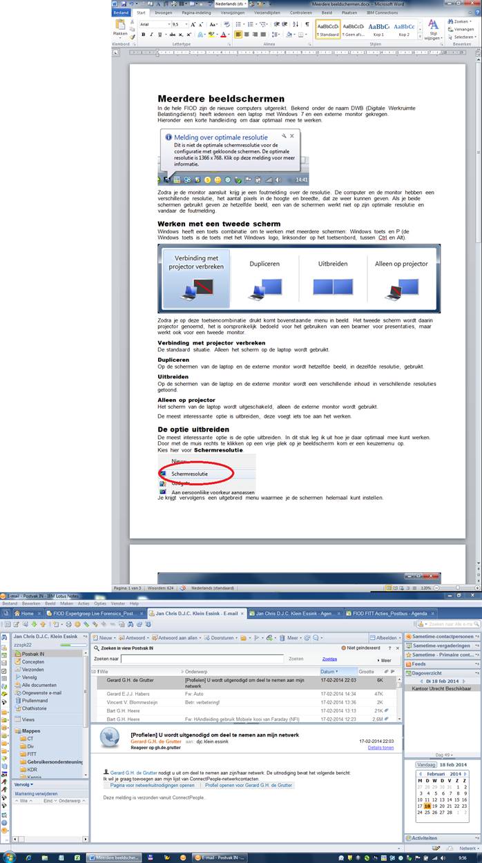 Twee schermen bieden een zee aan ruimte.