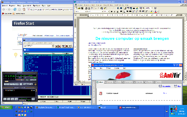 De desktop met Windows XP