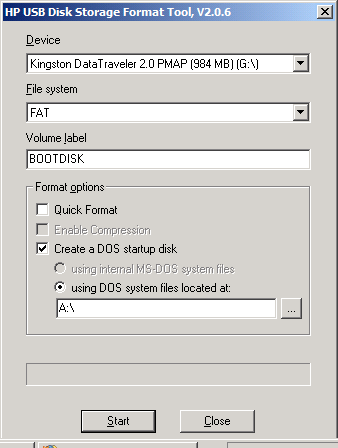 Afbeelding 5: Maak een USB&ndash;stick opstartbaar met het HP&ndash;Tooltje.