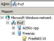 Afbeelding 12: Je FreeNAS computer is opgenomen in het netwerk, compleet met gedeelde harde schijf.