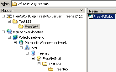 Afbeelding 15: Twee keer dezelfde locatie: een keer als Z: schijf en een keer als netwerkschijf.