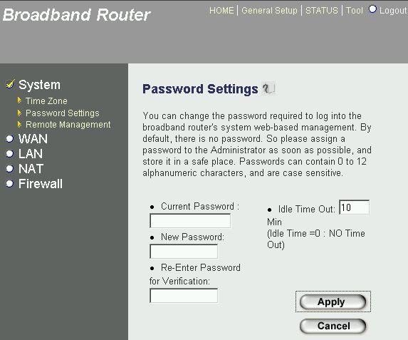 Als eerste moet je het wachtwoord instellen, safety first.