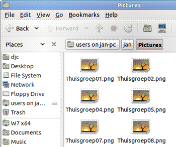 Afbeelding 21: Onder Linux zie je de afbeeldingen van Jan ook...