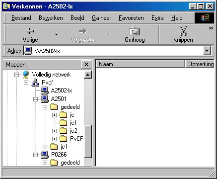 Je hele netwerk in de verkenner. Op de A2502 draait Linux, op de A2501 draait Windows XP en op de P0266 draait Windows 98. No problem!
