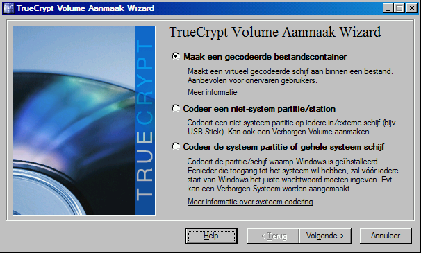 Afbeelding 3: Je kunt een deel van je schijf versleutelen, maar ook een hele schijf.