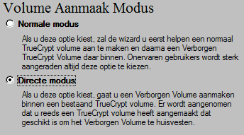 Afbeelding 11: In de directe modus maak je een nieuw volume in een bestaande container aan.