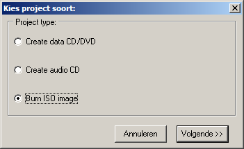 Afbeelding van de menukeuzes van DeepBurner Free.