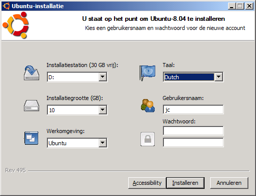 Afbeelding 11: het installatiemenu onder Windows. Snel, simpel en zonder formatteren van de harde schijf.