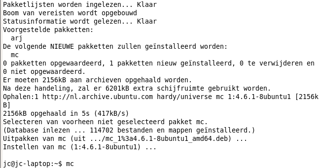 Afbeelding 8: De installatie van mc.