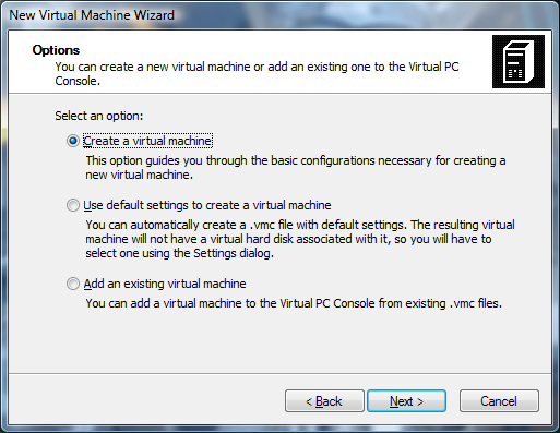 Het begint met het maken van een virtuele machine..