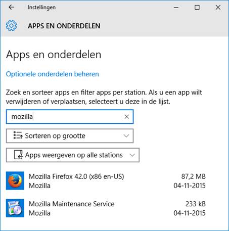 Apps en onderdelen