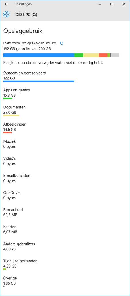 Vulling van het opslaggeheugen