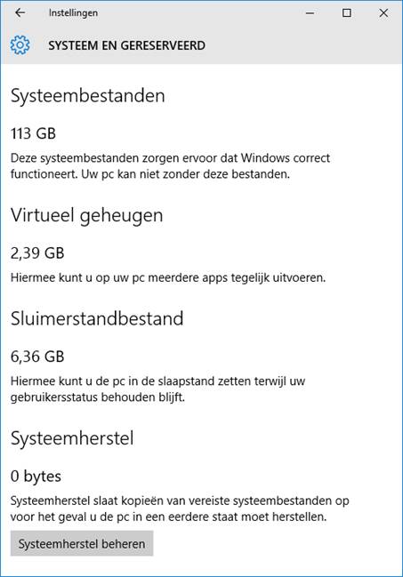 Details van het opslaggeheugen